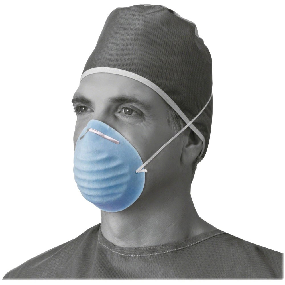 MEDLINE INDUSTRIES, INC. Medline NON27381  Cone-style Face Mask - Blue - Latex-free, Fluid Resistant, Rounded Edge - 50 / Box
