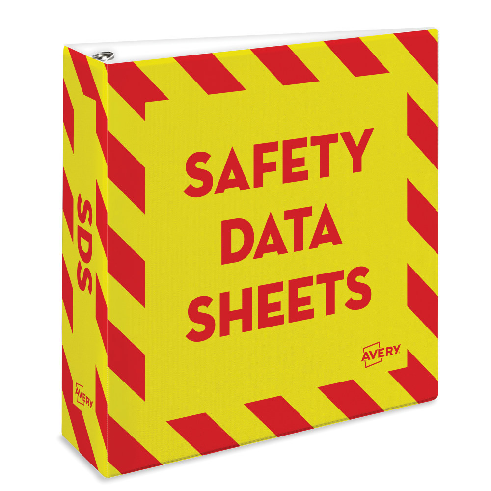 AVERY PRODUCTS CORPORATION Avery 18952  Preprinted Safety Data Sheet 3-Ring Binder, 3in Rings, Yellow/Red