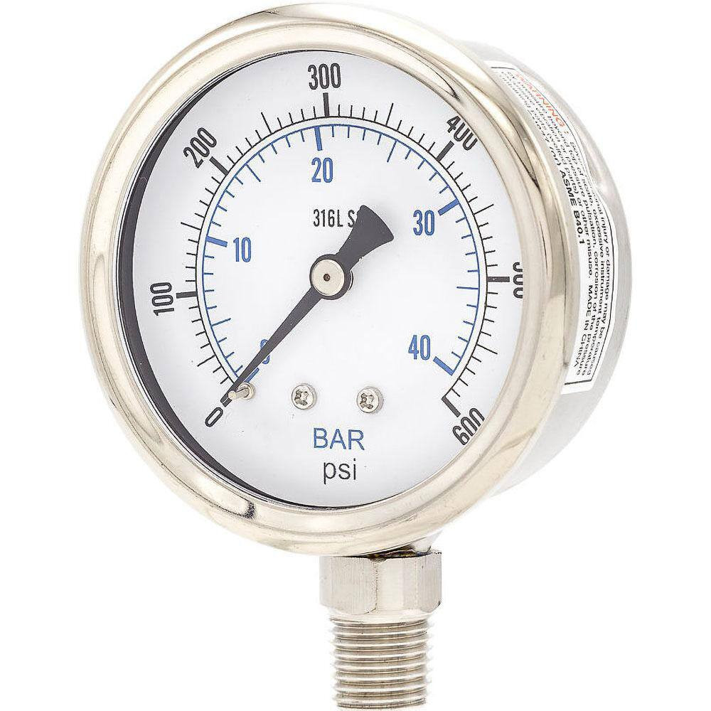 PIC Gauges PRO301D254K-01 Pressure Gauges; Gauge Type: Industrial Pressure Gauges ; Scale Type: Dual ; Accuracy (%): 2-1-2% ; Dial Type: Analog ; Thread Type: 1/4" MNPT ; Bourdon Tube Material: 316 Stainless Steel