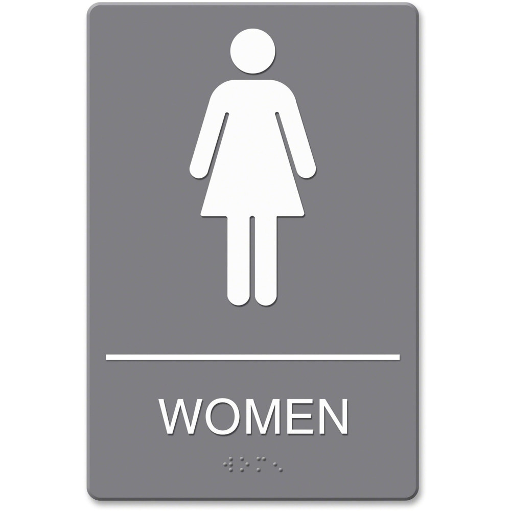 U.S. STAMP & SIGN Headline Sign 4816  ADA Restroom Sign, Womens, 6in x 9in, Gray