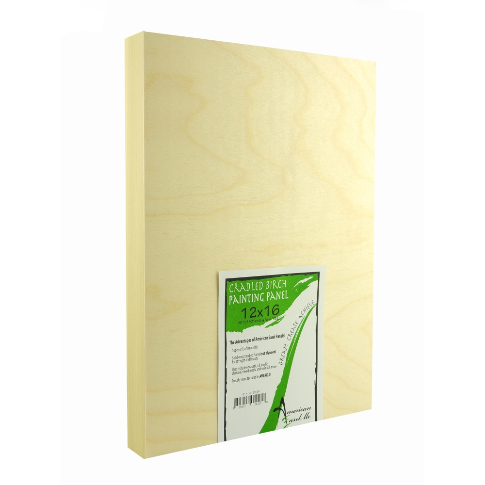 WINSOR & NEWTON AE1216-D-2 American Easel Cradled Wood Painting Panels, 12in x 16in, Pack Of 2