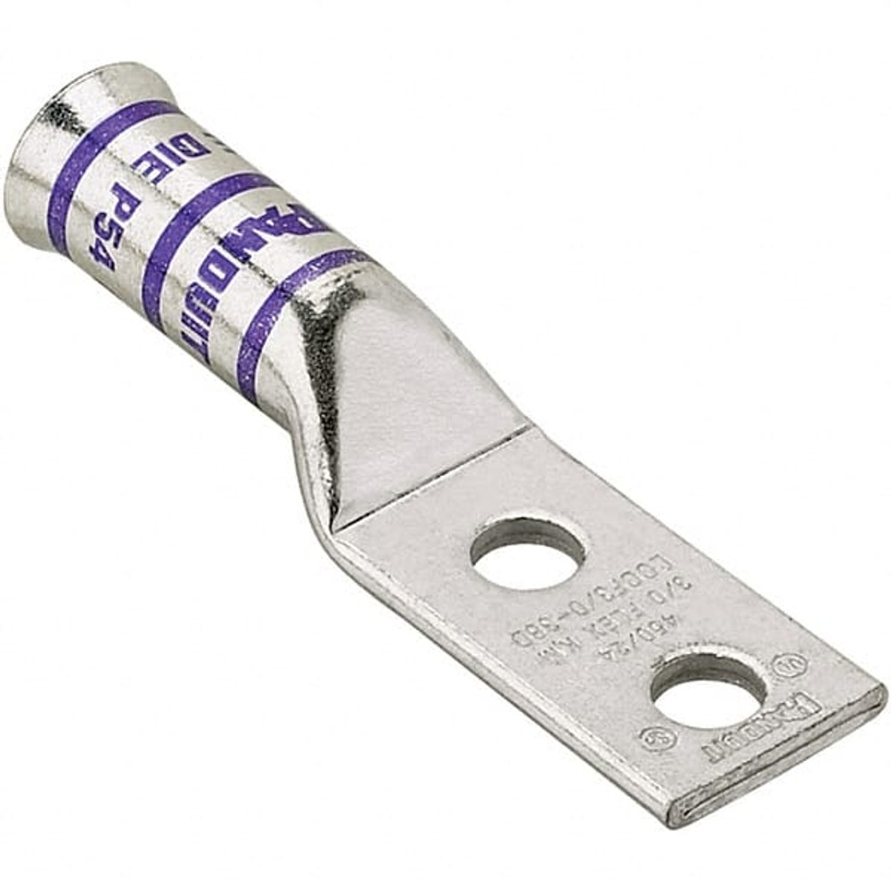 Panduit LCCF4/0-38D-X Rectangle Ring Terminal: Non-Insulated, 4/0 AWG, Compression Connection