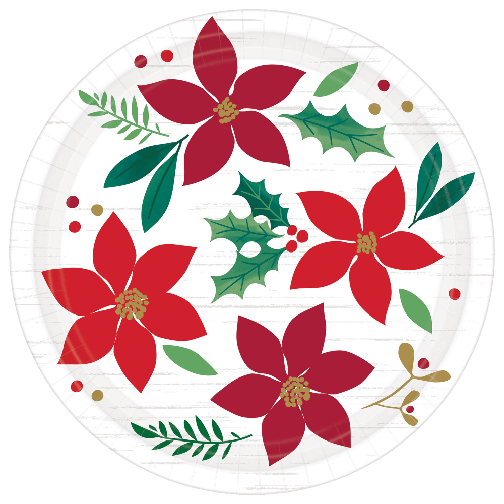 AMSCAN CO INC Amscan 542189  Christmas Wishes 7in Paper Plates, Red, Pack Of 48 Plates