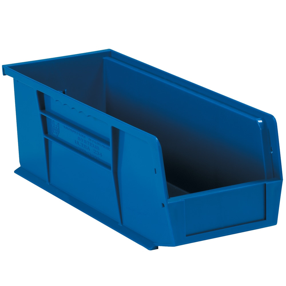 B O X MANAGEMENT, INC. BINP1144B Partners Brand Plastic Stack & Hang Bin Boxes, Small Size, 10 7/8in x 4 1/8in x 4in, Blue, Pack Of 12