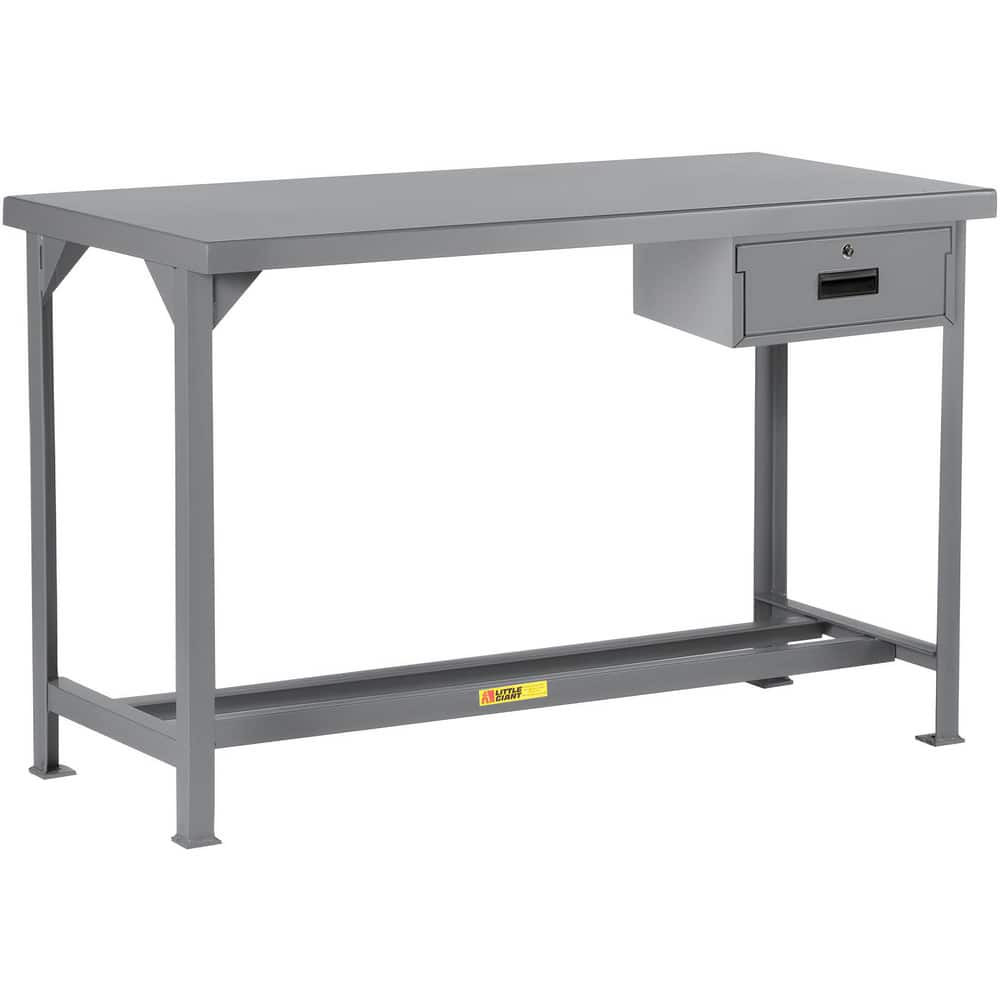 Little Giant. WST1-3060-36-DR Stationary Work Benches, Tables; Bench Style: Welded Work Table ; Edge Type: Square ; Leg Style: 4-Leg; Fixed ; Depth (Inch): 60in ; Color: Gray ; Maximum Height (Inch): 36in