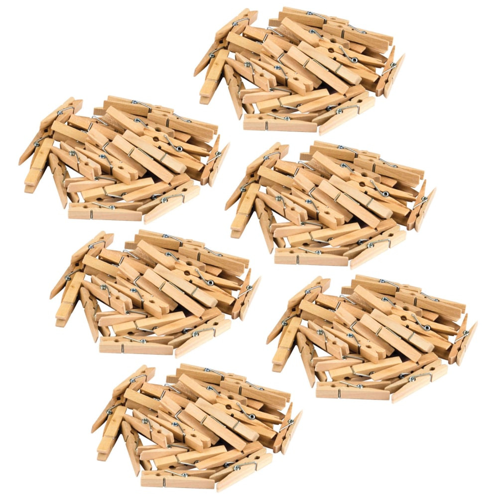 EDUCATORS RESOURCE Teacher Created Resources TCR20930-6  STEM Basics Medium Clothespins, Beige, 50 Clothespins Per Pack, Set Of 6 Packs