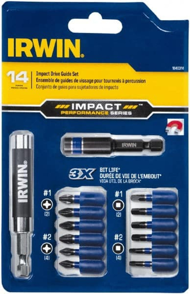 Irwin IWAF1314 14 Piece, Phillips, Square Handle, Drive Set