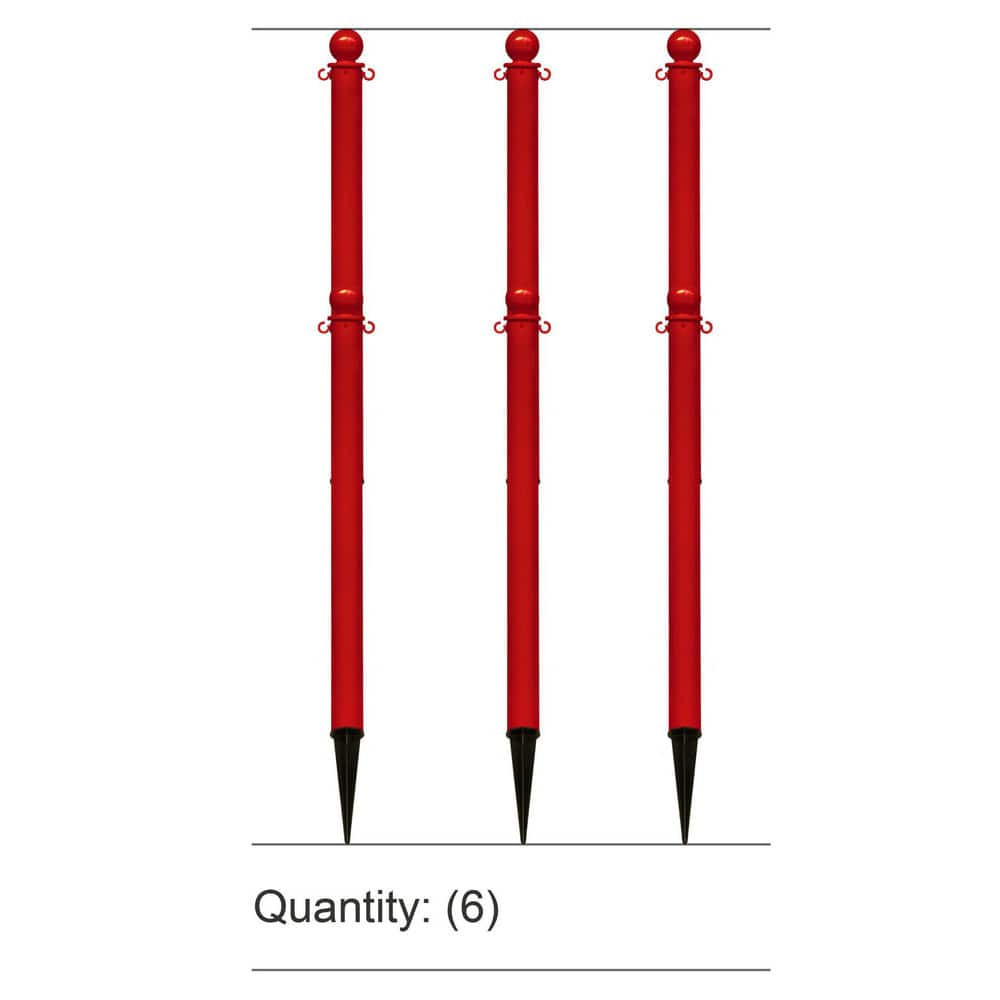 Mr. Chain 70405-6 Pedestrian Barrier Kits; Chain Material: Polyethylene ; Post Material: HDPE ; Surface Pattern: Solid Color ; Chain Color: Red ; Post Color: Red ; Chain Trade Size: 8in