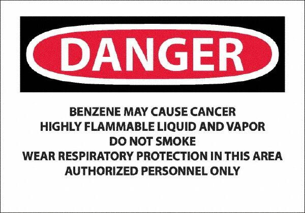 AccuformNMC Sign: Rectangle, "Danger - Benzene May Cause Cancer" D27P