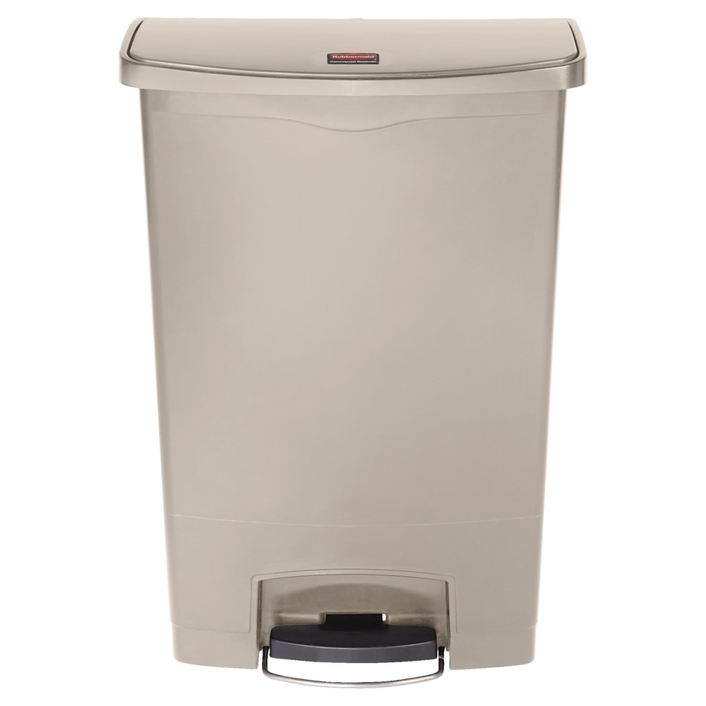 RUBBERMAID 1883552  Slim Jim Step-On Resin Front Step Wastebasket, 24 Gallons, Beige