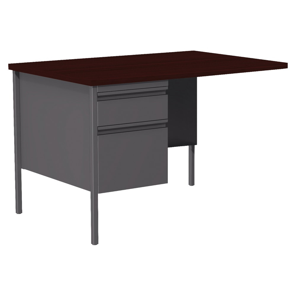 SP RICHARDS Lorell 60925  Fortress Series 42inW Steel Pedestal Return Desk, Left, Charcoal/Mahogany