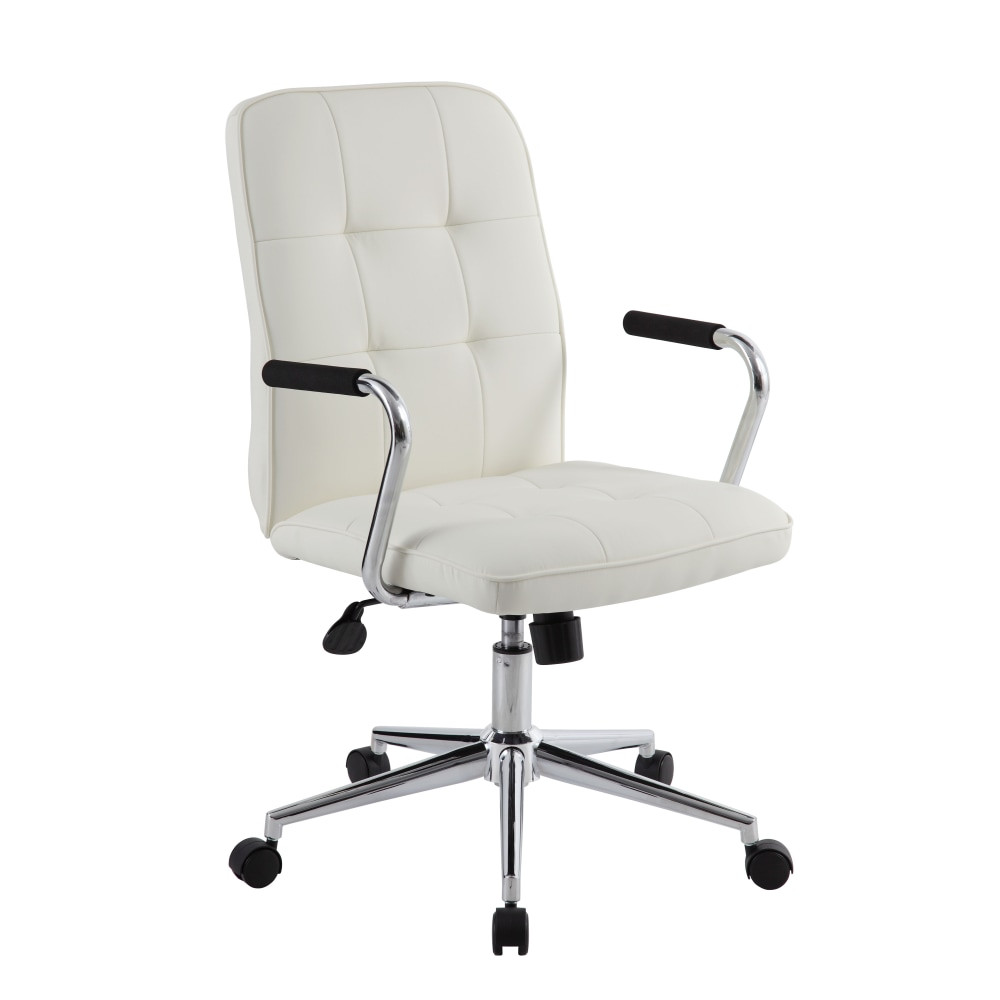 NORSTAR OFFICE PRODUCTS INC. B331-WT Boss Office Products Modern Mid-Back Task Chair, White/Chrome
