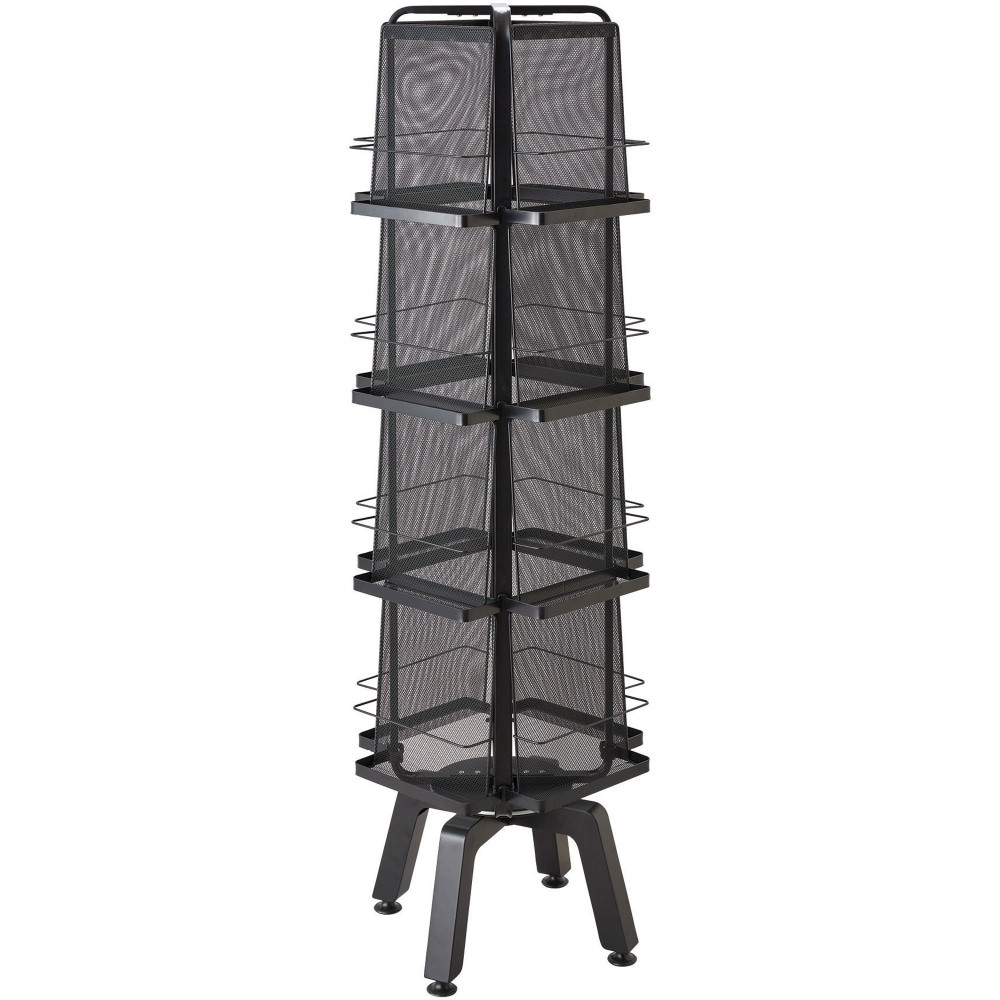 SAFCO PRODUCTS CO 5580BL Safco Mesh Rotating Magazine Stand With 16 Pockets, 58.6inH x 18.3inW x 18.3inD, Black