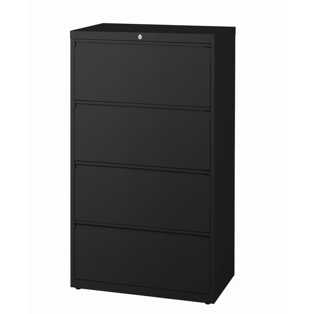 OFFICE DEPOT WorkPro HID19042  30inW x 18-5/8inD Lateral 4-Drawer File Cabinet, Black
