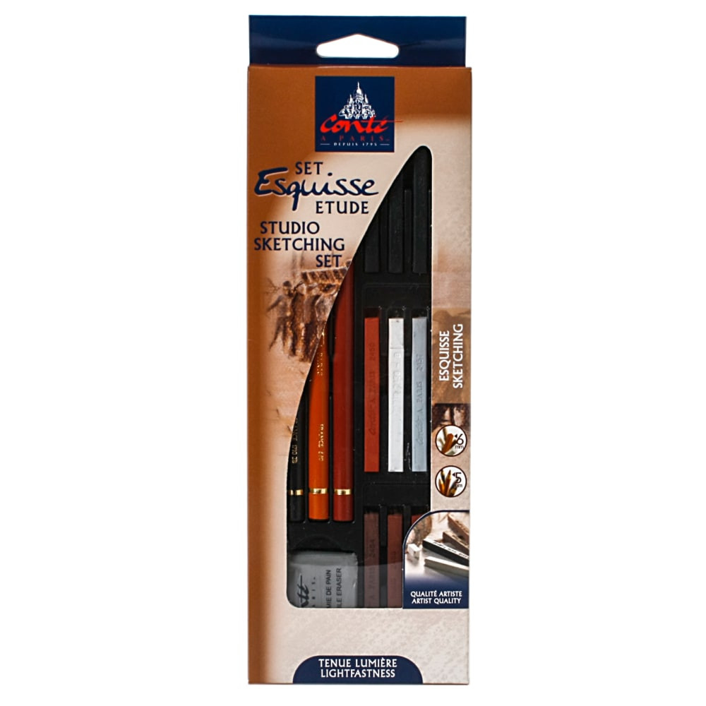 CONTE &iquest; PARIS Conte 50127  Studio Sketching Pencil And Crayon Set, Assorted Colors