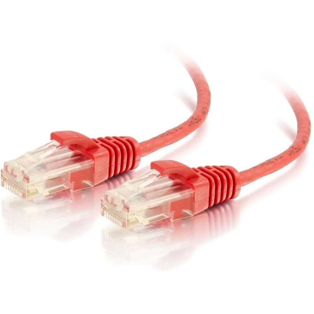 LASTAR INC. 01165 C2G 1ft Cat6 Snagless Unshielded (UTP) Slim Ethernet Cable - Cat6 Network Patch Cable - PoE - Red - 1 ft Category 6 Network Cable for Network Device - First End: 1 x RJ-45 Network - Male - Second End: 1 x RJ-45 Network - Male - Patc