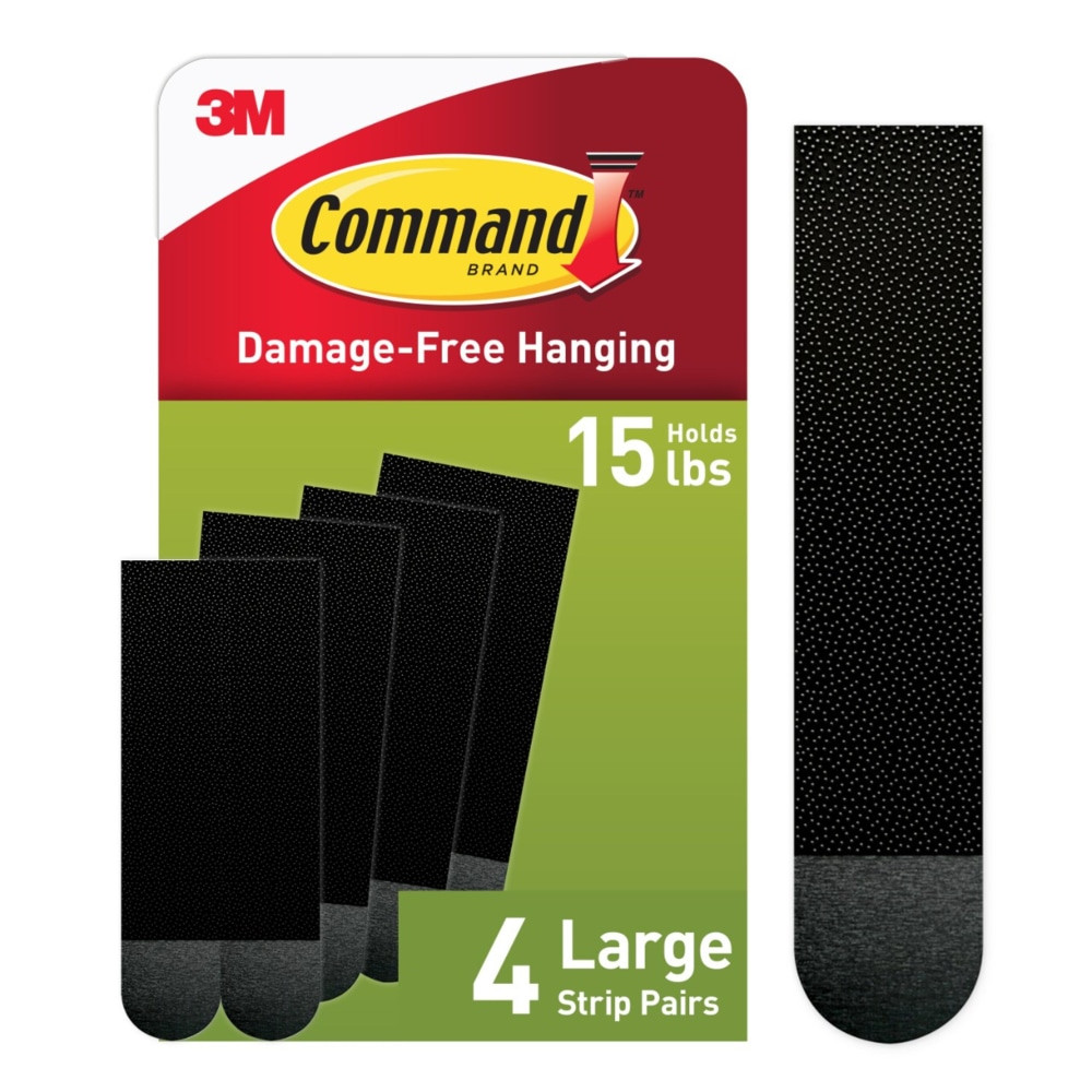3M CO 17206BLK Command Large Picture Hanging Strips, 4 Black Adhesive Strip Pairs (8 Strips), Damage Free Hanging Picture Hangers, No Tools Wall Hanging Strips For Living Spaces