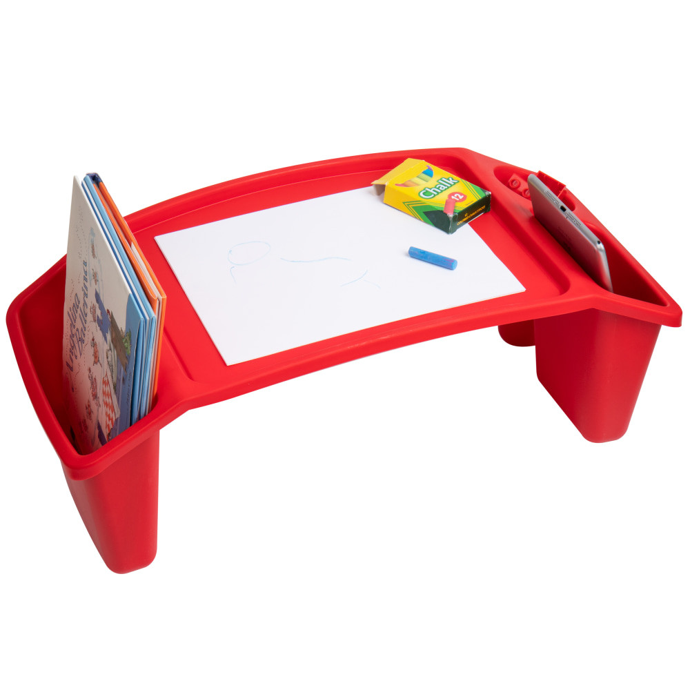 EMS MIND READER LLC KIDLAP-RED Mind Reader Sprout Collection Plastic Lap Desk with Side Storage Pockets, 8-1/2in H x 10-3/4in W x 22-1/4in D, Red, KIDLAP-RED