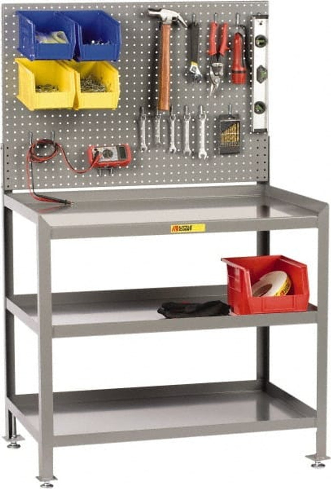 Little Giant. 3SW-2436-LL-PB Stationary Workbench with Pegboard: 24" Wide, 36" Deep, 45" High, 2,000 lb Capacity