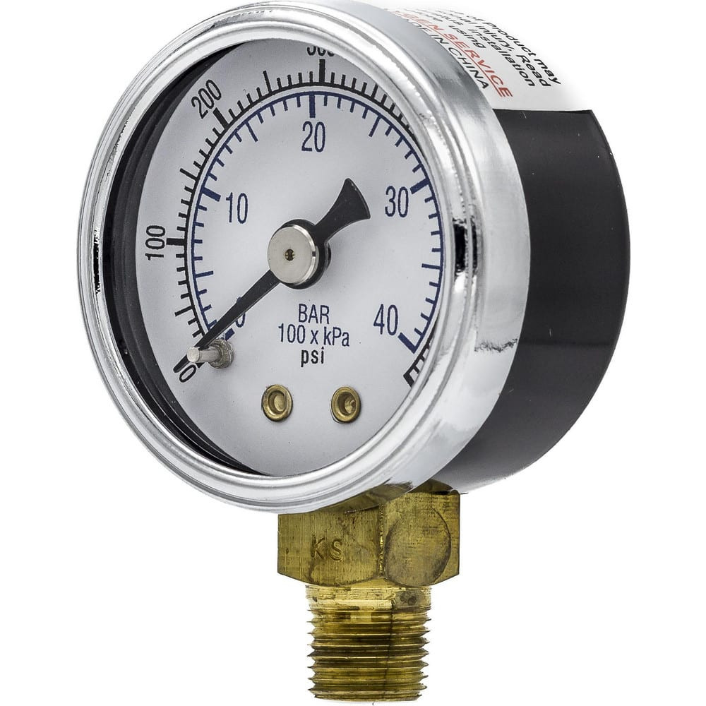 PIC Gauges 101D-158K Pressure Gauges; Gauge Type: Utility Gauge ; Scale Type: Dual ; Accuracy (%): 3-2-3% ; Dial Type: Analog ; Thread Type: NPT ; Bourdon Tube Material: Bronze