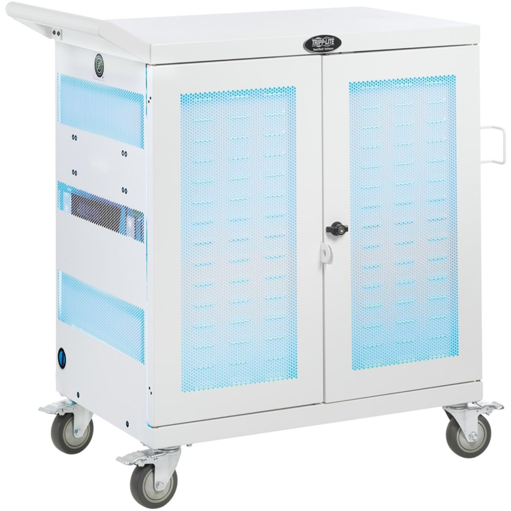 TRIPP LITE CSC32USBWHG  Safe-IT UV Sanitizing Charging Cart 32-Port USB Antimicrobial for iPad and Android Tablet White - Cart (sync, charge and UV clean) - for 32 tablets - lockable - medical - steel - white