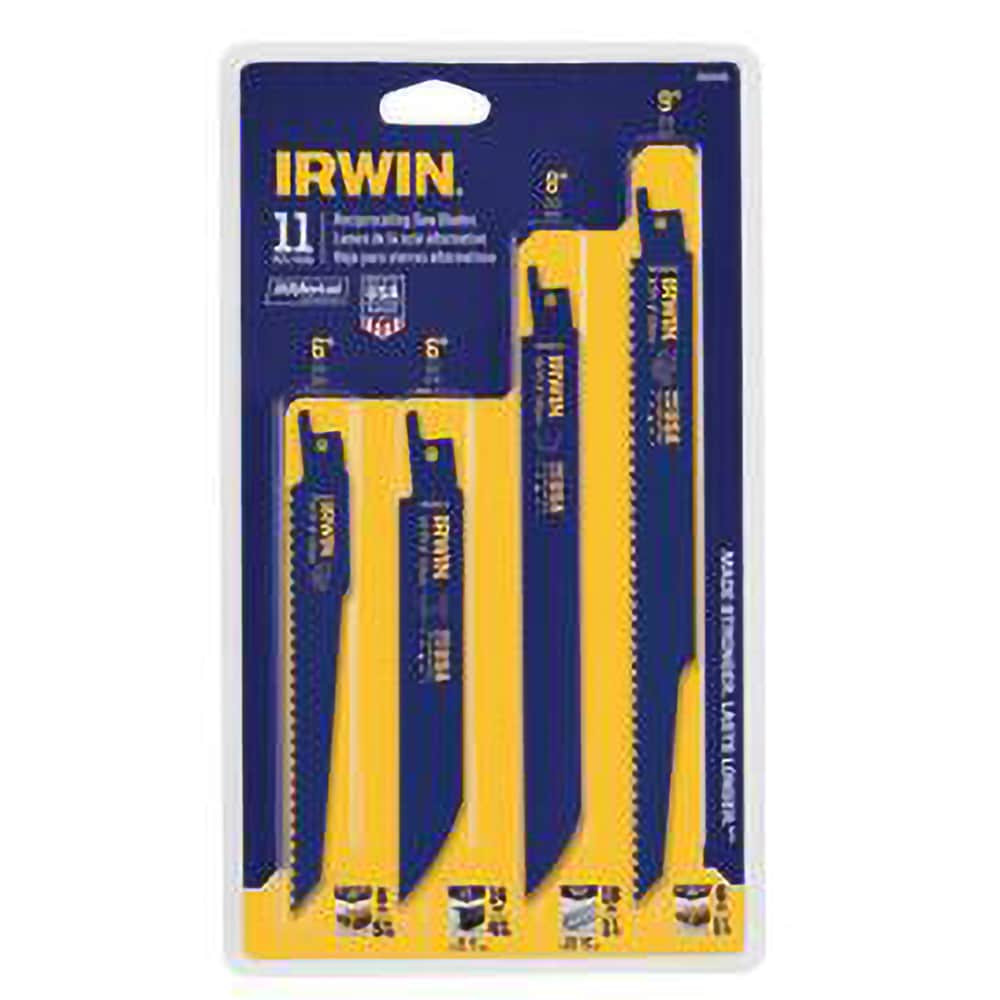 Irwin Blades 4935496 11 Piece, 6" to 9" Long x 0.035" to 0.05" Thick, Bi-Metal Reciprocating Saw Blade Set