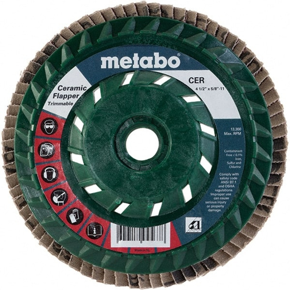 Metabo 629455000 Flap Disc: 5/8-11 Hole, 40 Grit, Ceramic, Type 29