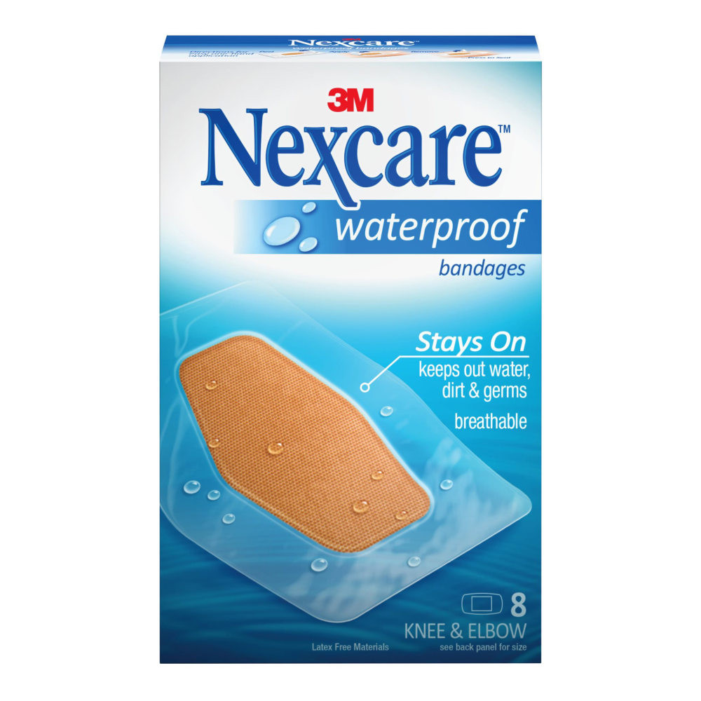 3M CO Nexcare 581-08 3M Nexcare Waterproof Bandages, 2 3/8in x 3 1/2in, Pack Of 8