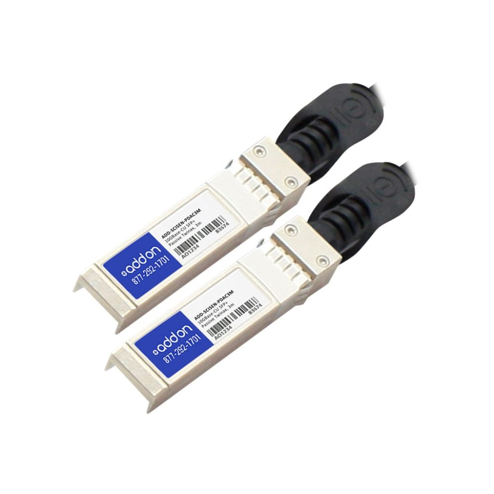 ADD-ON COMPUTER PERIPHERALS, INC. ADD-SCISEN-PDAC3M AddOn Cisco to Extreme Dual OEM Direct Attach - Direct attach cable - SFP+ to SFP+ - 10 ft - twinaxial - for Cisco 250 Series; Catalyst ESS9300; UCS C4200; Extreme Networks ExtremeCloud E2120, E3120