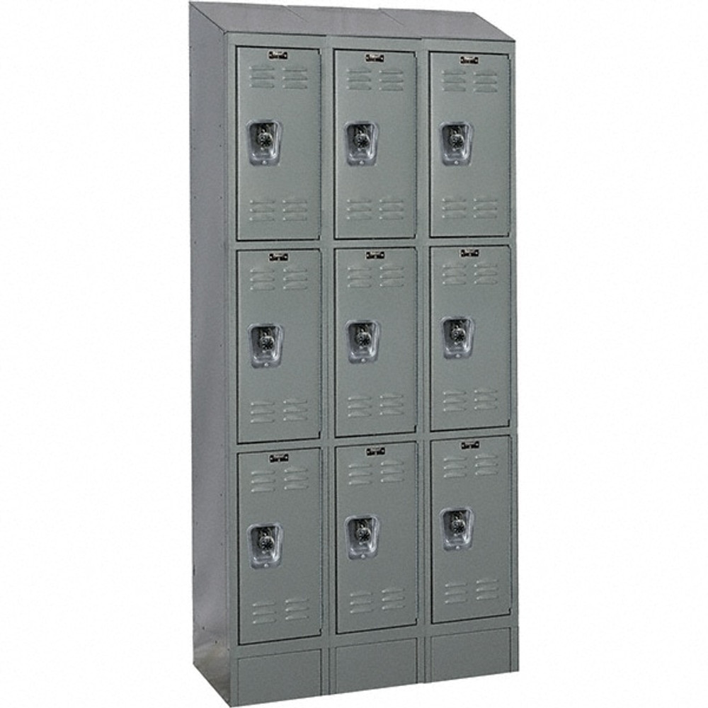 Hallowell URB3288-3ASB-HG 3-Wide Locker: 12" Wide, 78" High, Padlock