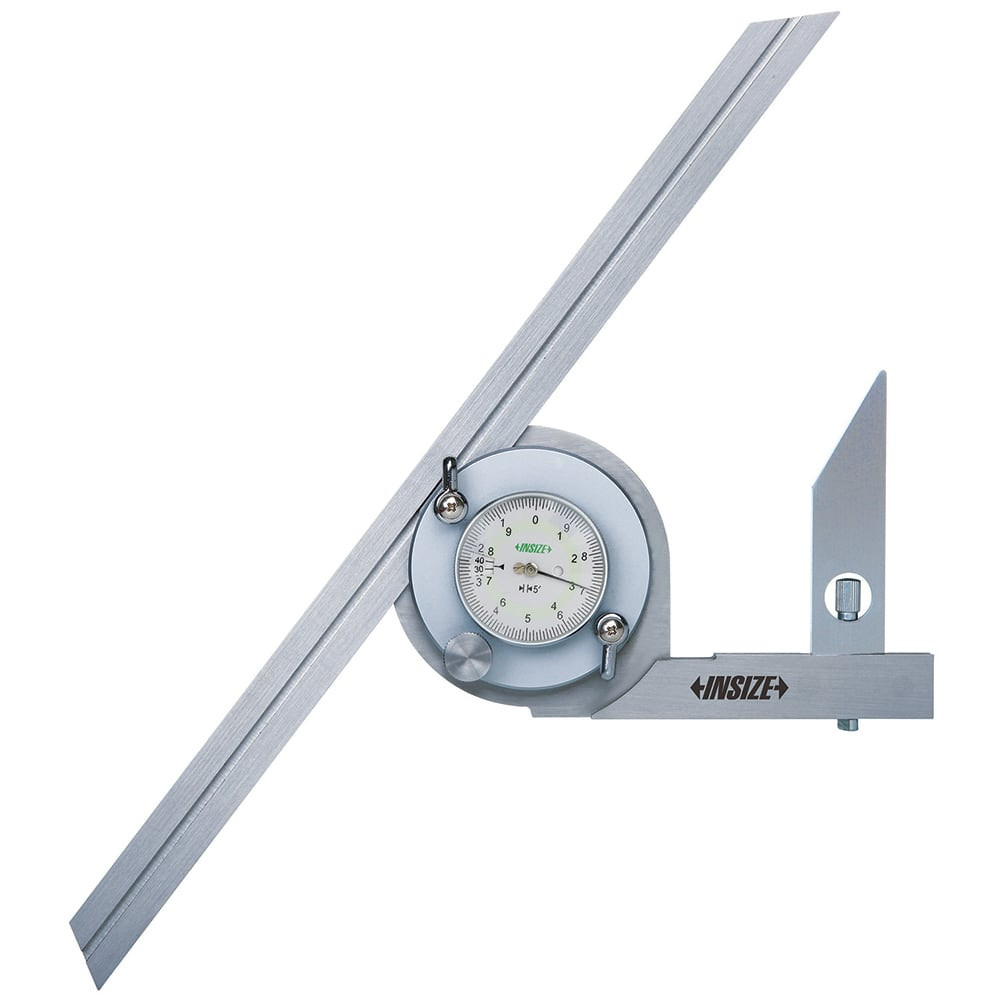 Insize USA LLC 2373-360 Digital & Dial Protractors; Style: Dial ; Measuring Range (Degrees): 360.00 ; Blade Length (Inch): 12 ; Magnetic Base: No ; Resolution (Minutes): 5.00 ; Accuracy (Degrees): 0.03