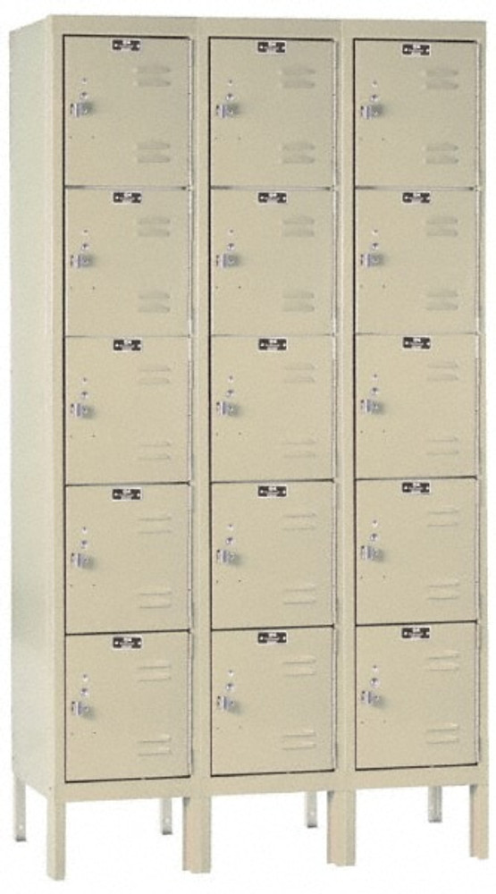 Hallowell U3286-5A-PT 3-Wide Locker: 12" Wide, 17" Deep, 66" High, Padlock