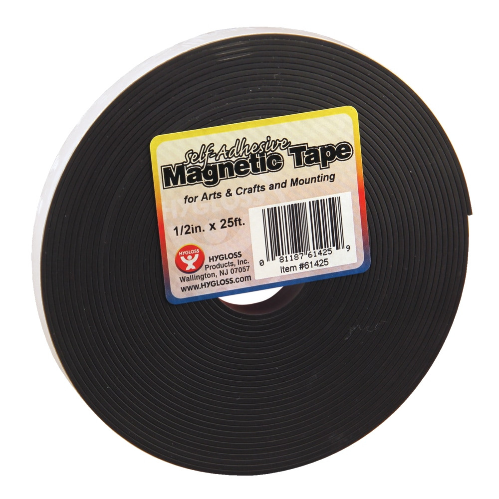 Hygloss HYG61425-3  Magnetic Tape Strips, 0.5in x 8.33 Yd., Black, Pack Of 3