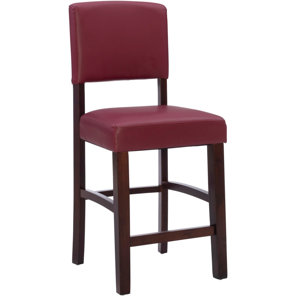CALIFONE INTERNATIONAL, INC. 0217RED-01-KD-U Linon Franklin Faux Leather Counter Stool, Espresso/Dark Red