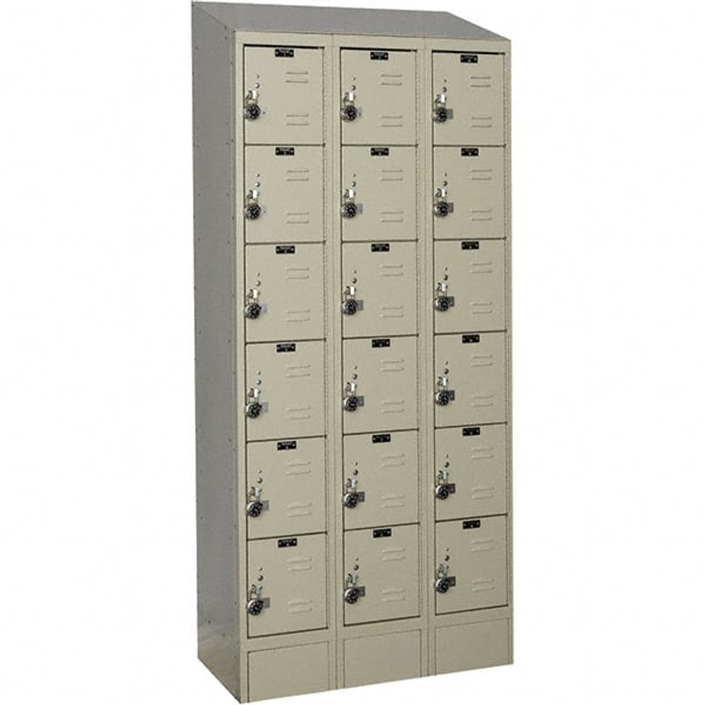 Hallowell URB3288-6ASB-PT 3-Wide Locker: 12" Wide, 78" High, Padlock