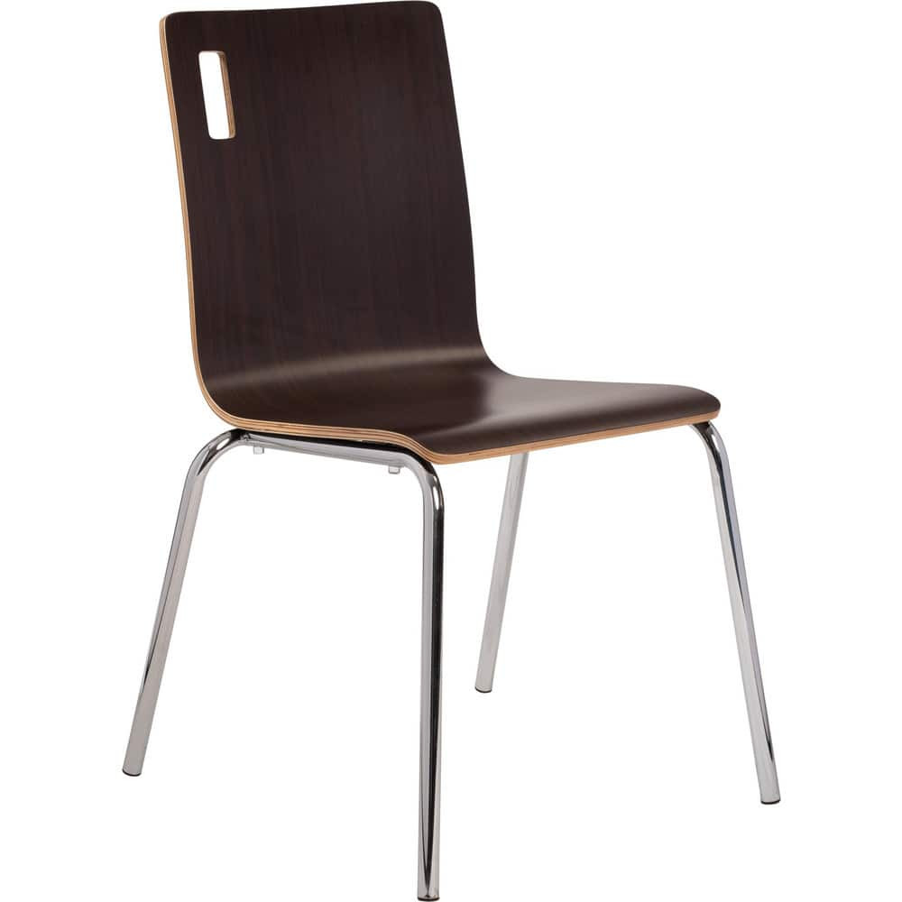 National Public Seating BCC21 Stacking Chairs; Chair Type: Stack Chairs w/o Arms ; Arms Included: No ; Seat Color: Espresso ; Frame Color: Chrome ; Weight Capacity: 500lb ; Foot Type: Glide