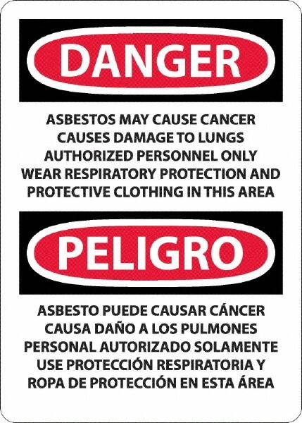AccuformNMC Sign: Rectangle, "Danger - Asbestos May Cause Cancer" ESD23RB