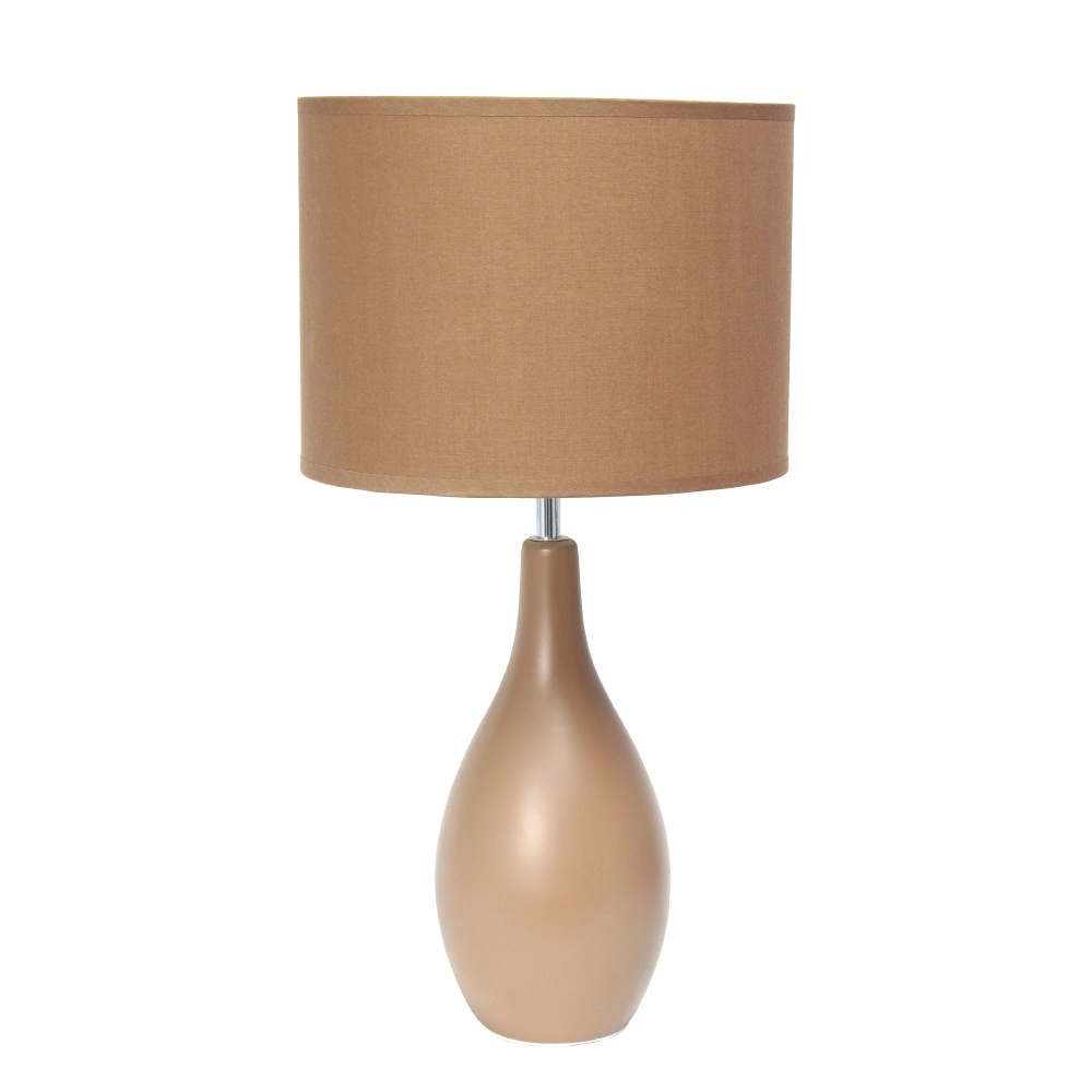 ALL THE RAGES INC Creekwood Home CWT-2000-LB  Essentix Ceramic Dewdrop Table Lamp, 18-1/8inH, Light Brown Shade/Light Brown Base