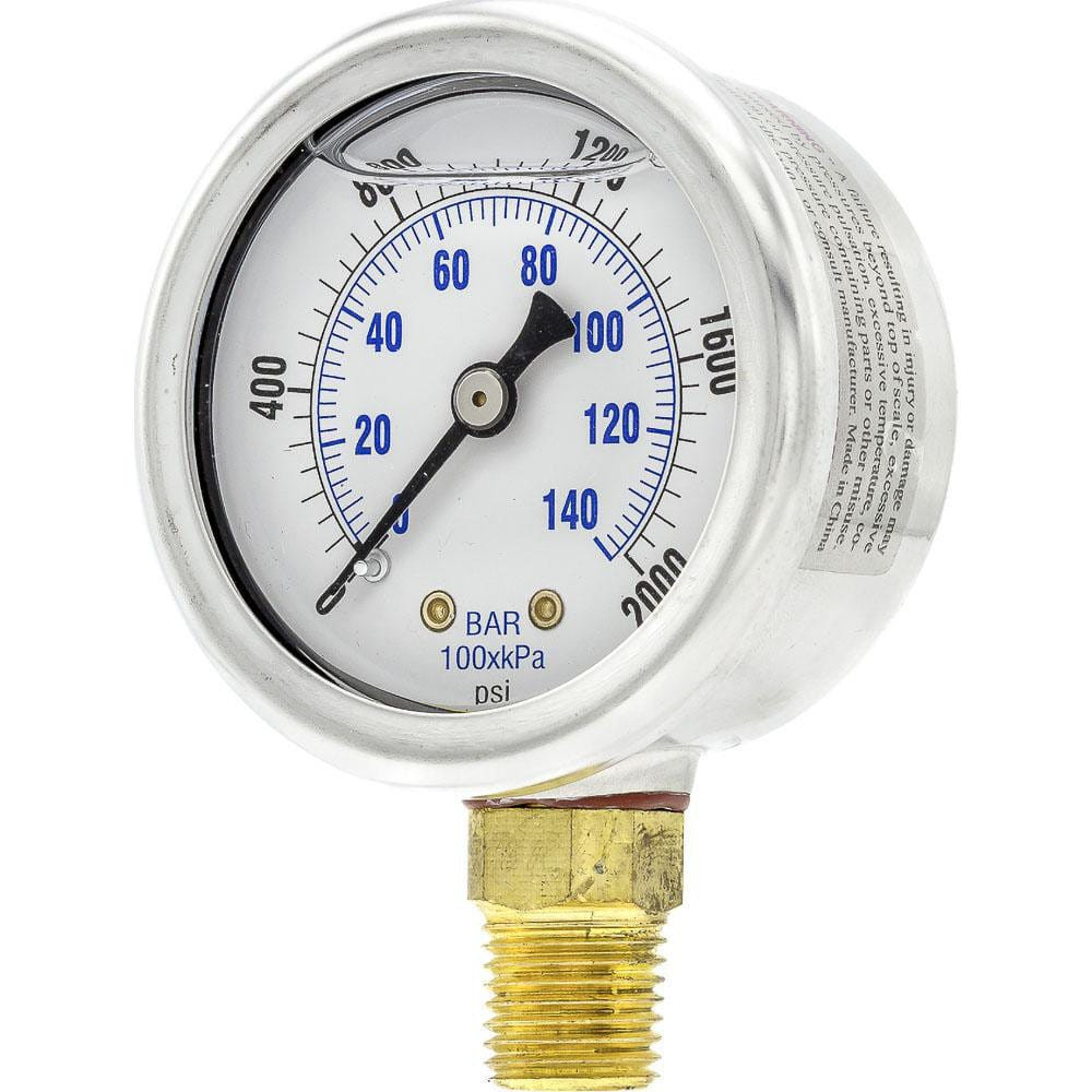 PIC Gauges 201L-204O Pressure Gauges; Gauge Type: Industrial Pressure Gauges ; Scale Type: Dual ; Accuracy (%): 3-2-3% ; Dial Type: Analog ; Thread Type: 1/4" MNPT ; Bourdon Tube Material: Bronze