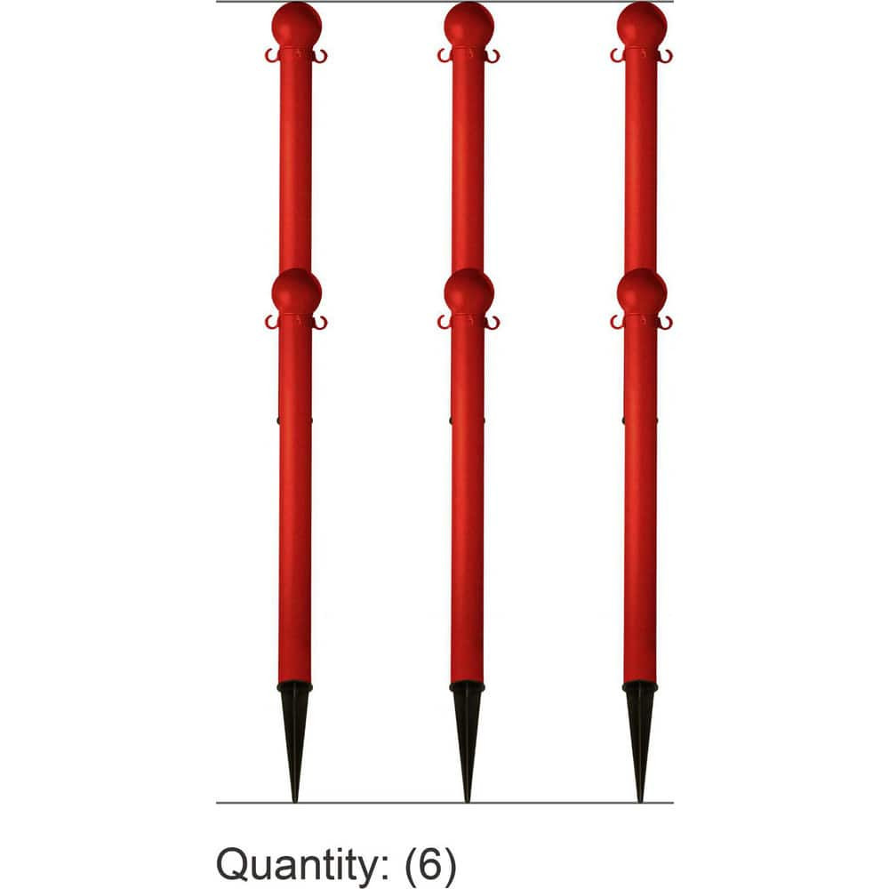 Mr. Chain 70505-6 Pedestrian Barrier Kits; Chain Material: Polyethylene ; Post Material: HDPE ; Surface Pattern: Solid Color ; Chain Color: Red ; Post Color: Red ; Inside Link Length: 1.42in