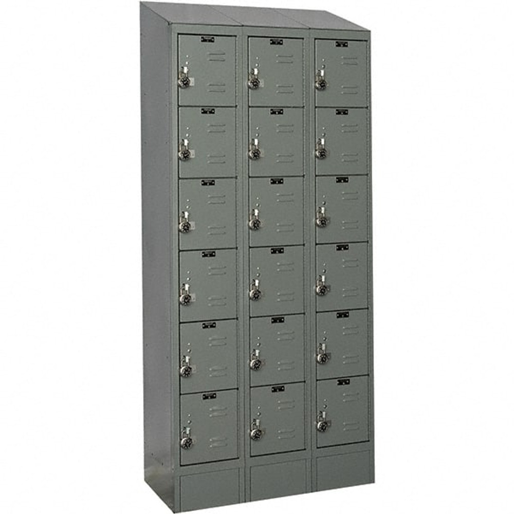 Hallowell URB3288-6ASB-HG 3-Wide Locker: 12" Wide, 78" High, Padlock