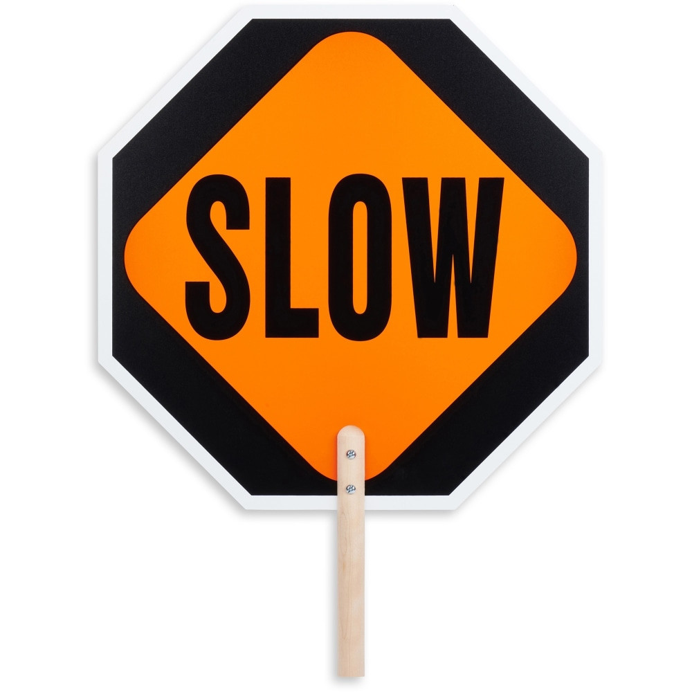 TATCO PRODUCTS, INC. 17530 Tatco STOP / SLOW 2-sided Handheld Sign - 1 Each - STOP/SLOW Print/Message - 0.2in Width x 18in Height - Double Sided - Weather Proof, Long Lasting, Comfortable Grip, Lightweight, Handheld - Hardboard, Wood - Multicolor