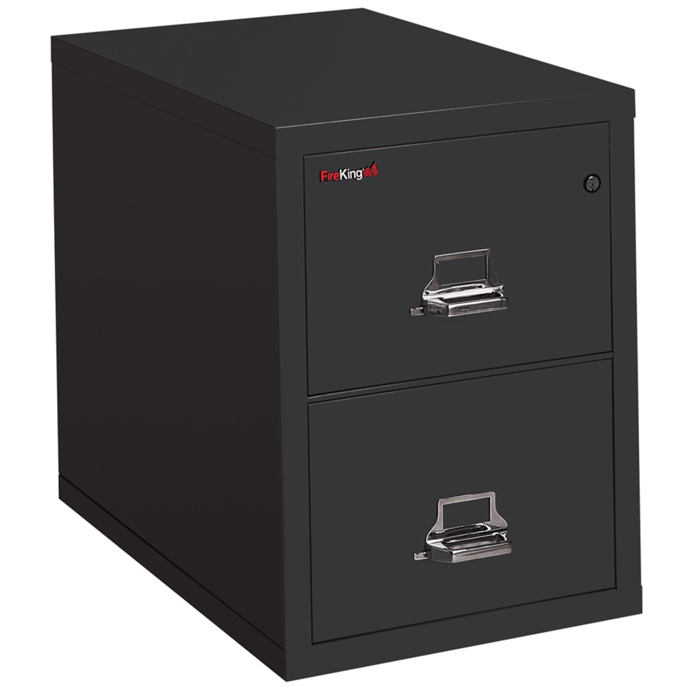 FIRE KING INTERNATIONAL, INC. FireKing 2-2131-CBLWG  UL 1-Hour 31-5/8inD Vertical 2-Drawer Legal-Size Fireproof File Cabinet, Metal, Black, White Glove Delivery