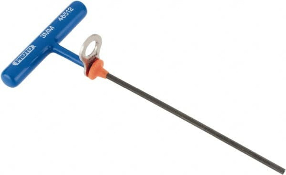 Proto J46512-TT Hex Key: 3 mm Hex, Tethered T-Handle Cushion Grip Arm