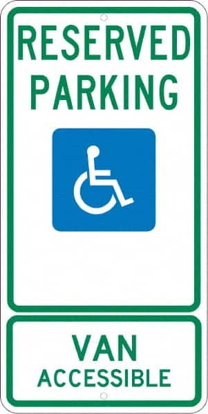 AccuformNMC ADA Traffic & Parking Sign: Rectangle, "Reserved Parking Van Accessible" TMS336J