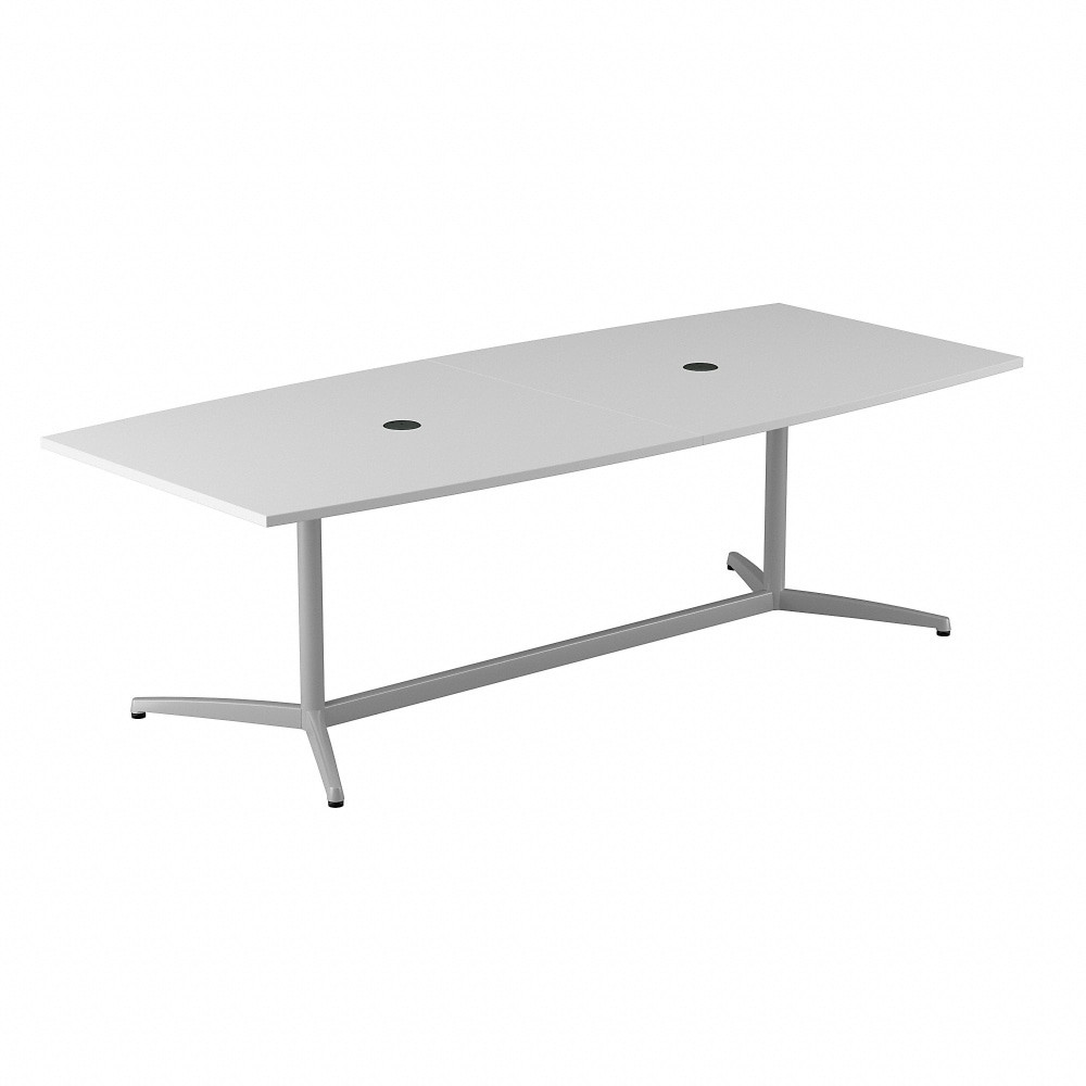 BUSH INDUSTRIES INC. 99TBM96WHSVK Bush Business Furniture 96inW x 42inD Boat-Shaped Conference Table With Metal Base, White, Standard Delivery