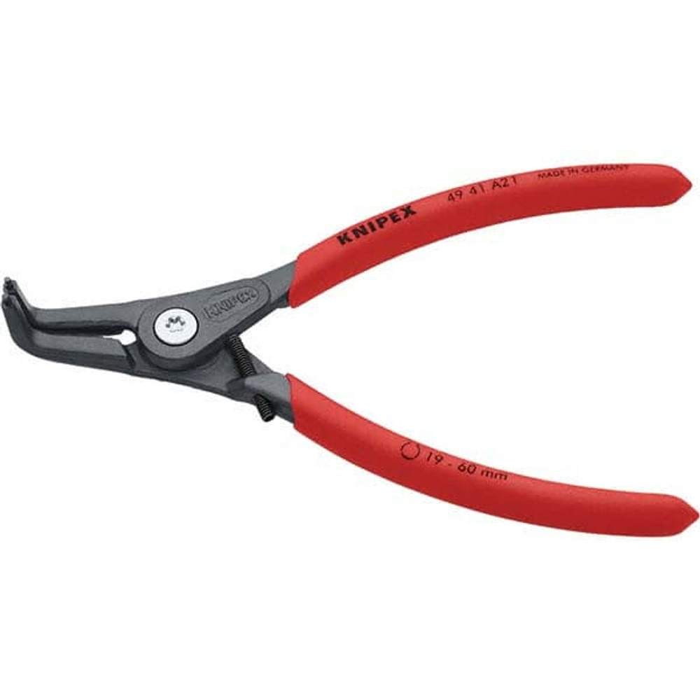 Knipex 49 41 A21 Retaining Ring Pliers; Type: External; Tip Angle: 90 0; Body Material: Steel; Handle Material: Non-Slip Plastic; Tether Style: Not Tether Capable; Features: Large Contact Faces; Heavy-Duty; Smoothly-Operating Screw Joint; Slim Head S