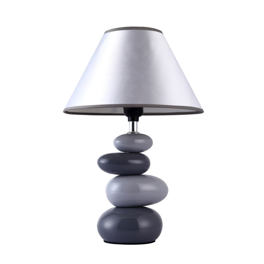 ALL THE RAGES INC Simple Designs LT3052-GRY  Shades Of Gray Ceramic Stone Table Lamp, 15inH, Gray Shade/Gray Base