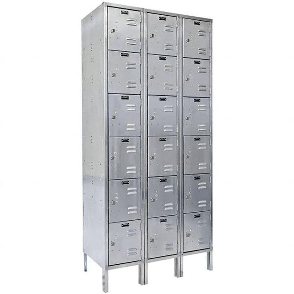 Hallowell USS3888-6 3-Wide Locker: 18" Wide, 78" High, Padlock