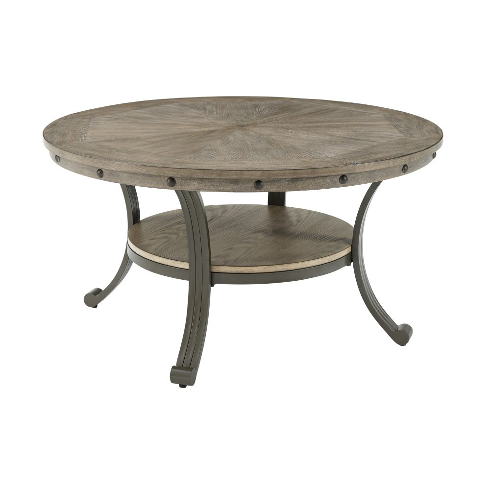 L. POWELL ACQUISITION CORP. Powell ODP2608  Vinessa Round Coffee Table, 19inH x 36inW x 36inD, Gray/Pewter